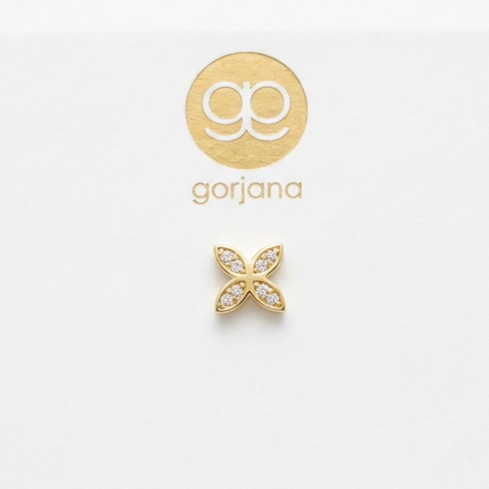 Gorjana Gold Floral Stud Earring -Flower Single Stud New On Card - Picture 4 of 7